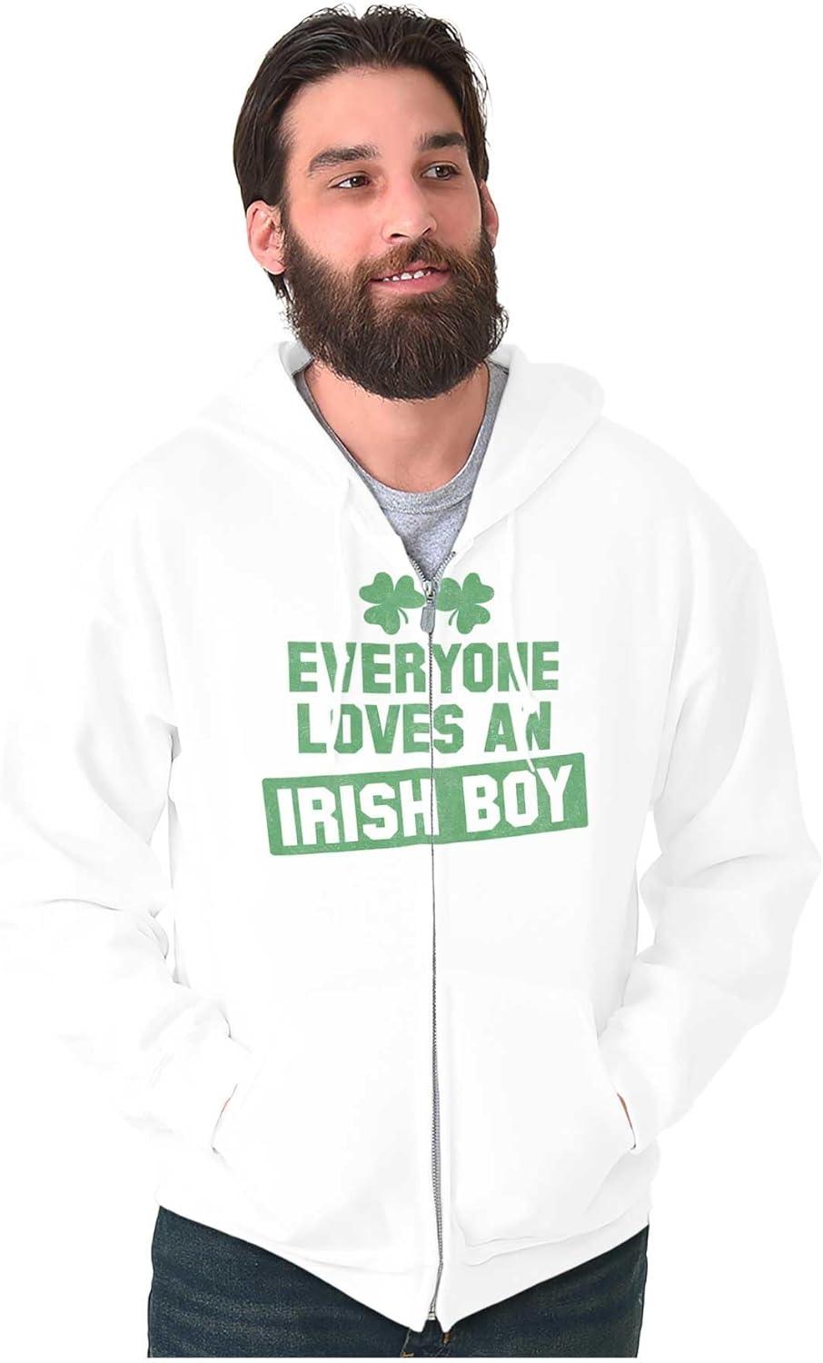 imageBrisco Brands Funny Saint Patricks Day Irish Boy Zip Hoodie Sweatshirt MenWhite