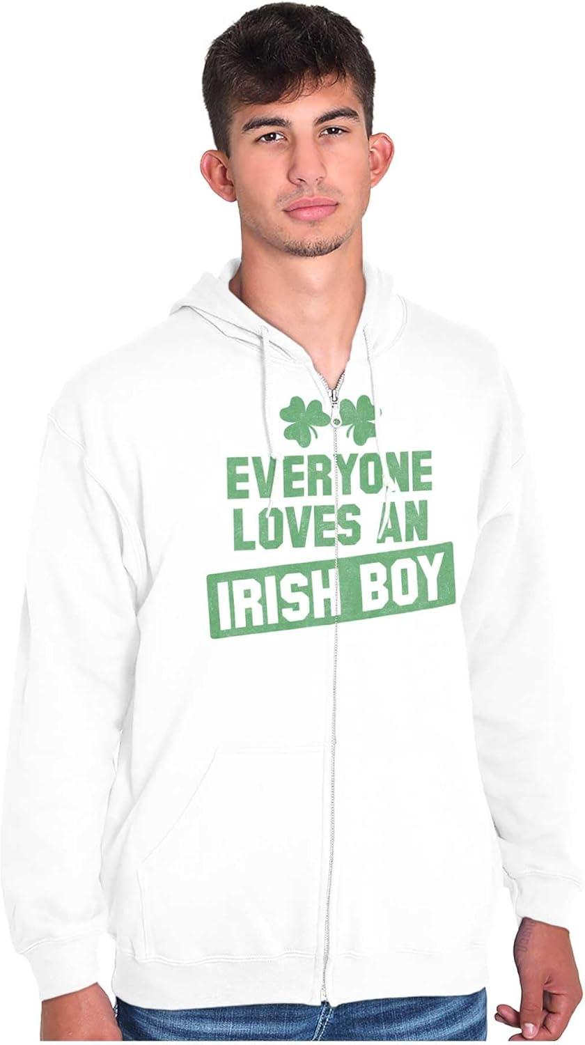 imageBrisco Brands Funny Saint Patricks Day Irish Boy Zip Hoodie Sweatshirt MenWhite