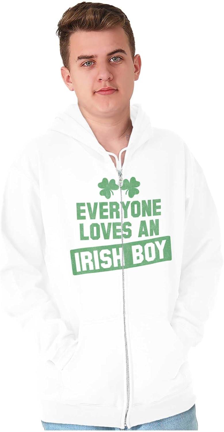 imageBrisco Brands Funny Saint Patricks Day Irish Boy Zip Hoodie Sweatshirt MenWhite
