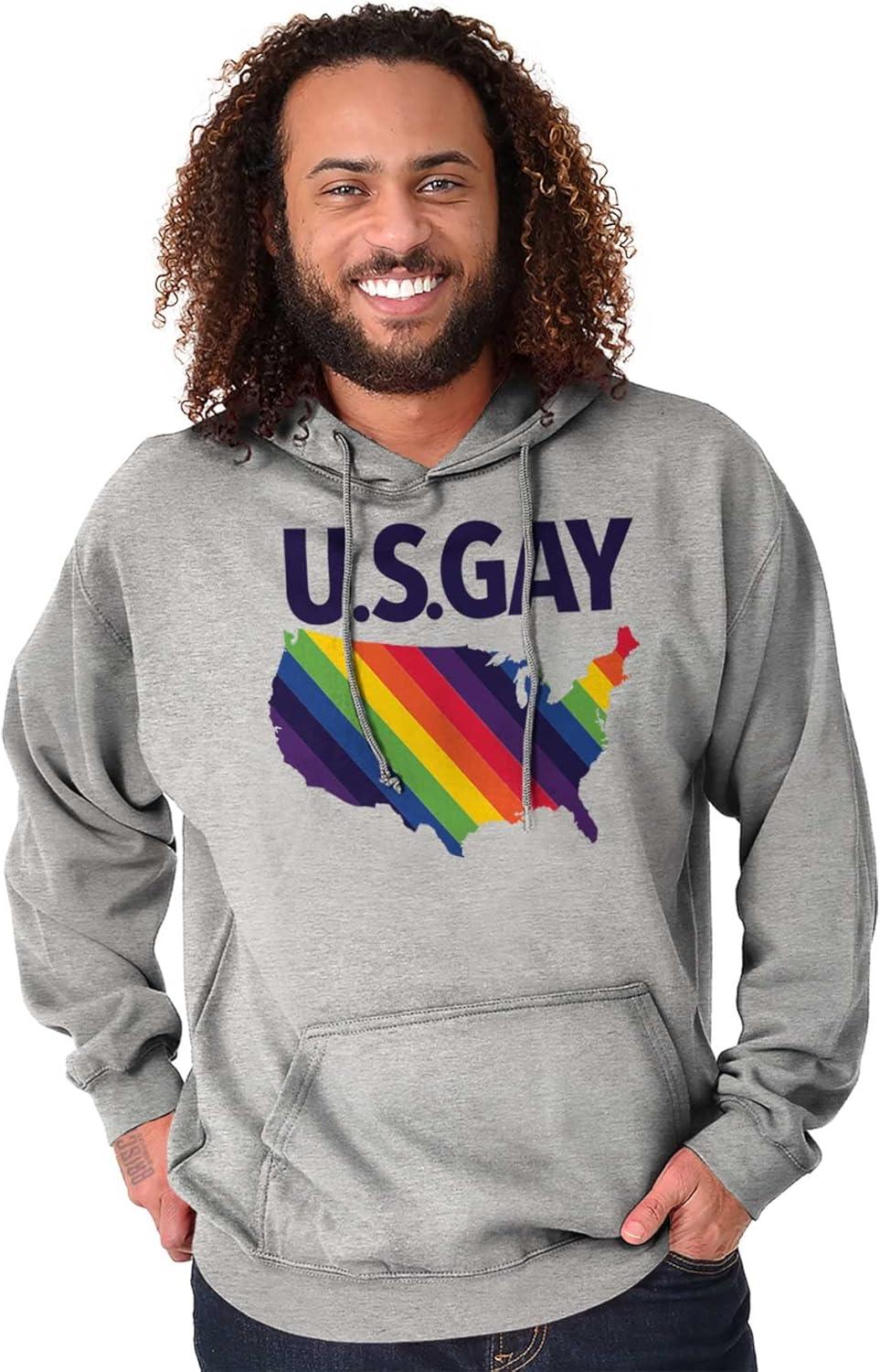 imageBrisco Brands Gay in the USA LGBTQ American Pride Hoodie Sweatshirt Women MenSport Grey