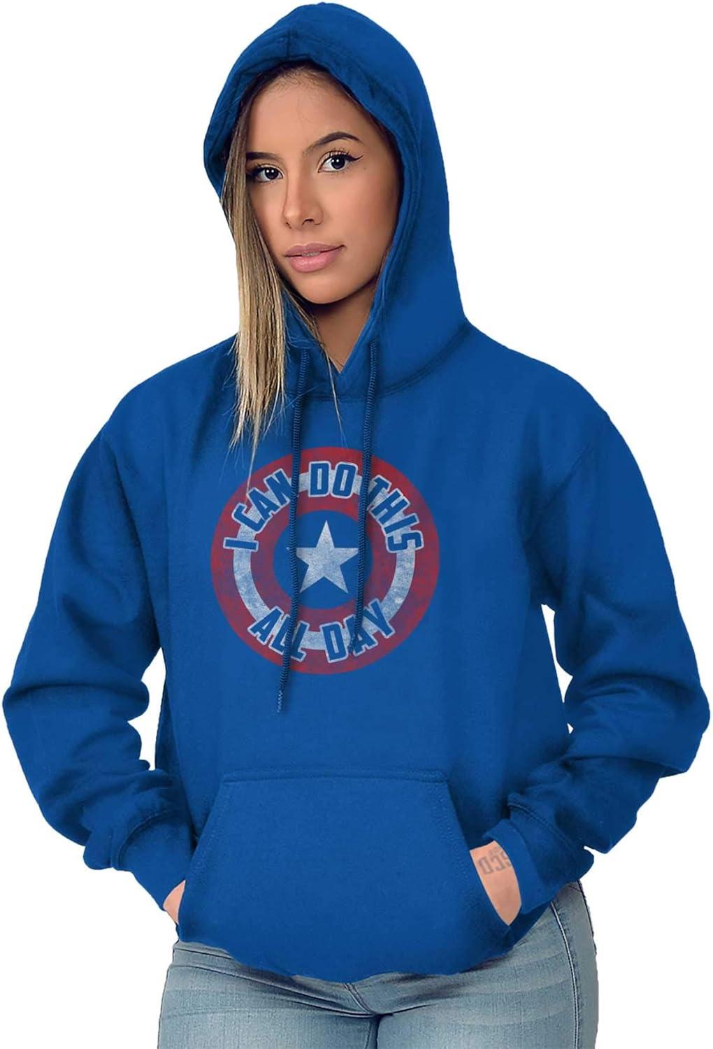 imageBrisco Brands I Can Do This All Day Star Shield Hoodie Sweatshirt Women MenRoyal
