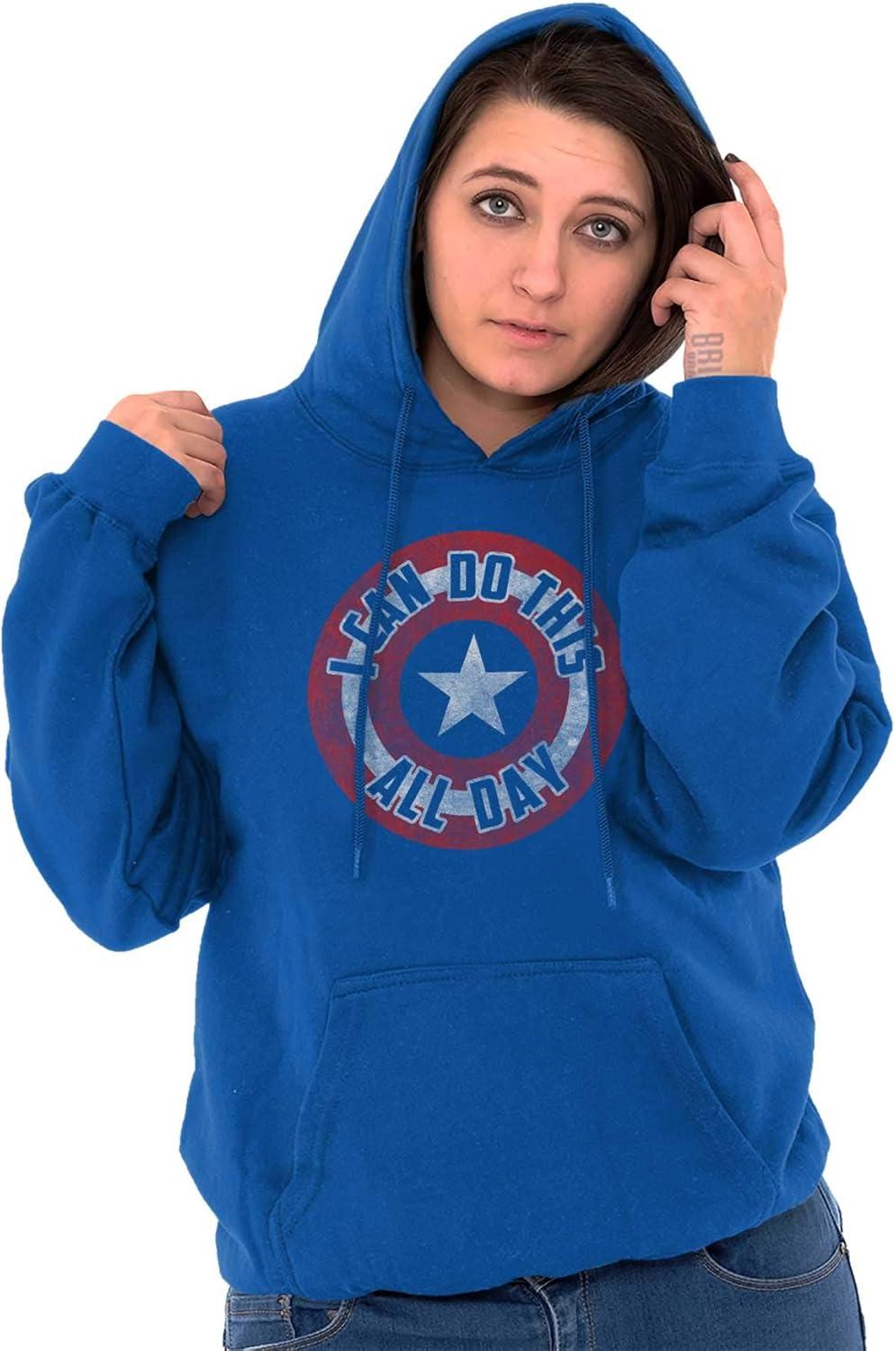 imageBrisco Brands I Can Do This All Day Star Shield Hoodie Sweatshirt Women MenRoyal