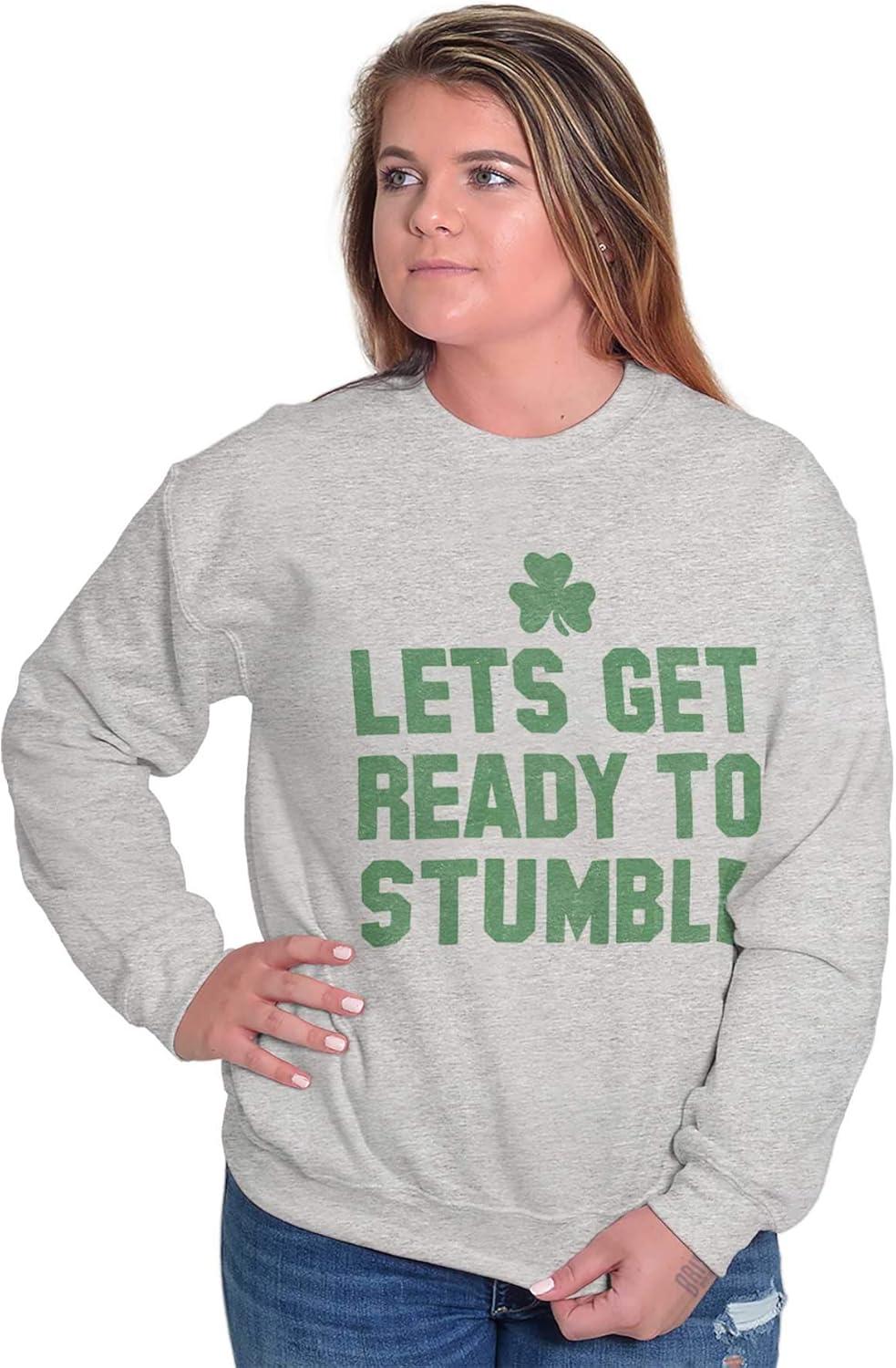 imageBrisco Brands Lets Get Ready To Stumble St Paddy Sweatshirt for Men or WomenSport Grey