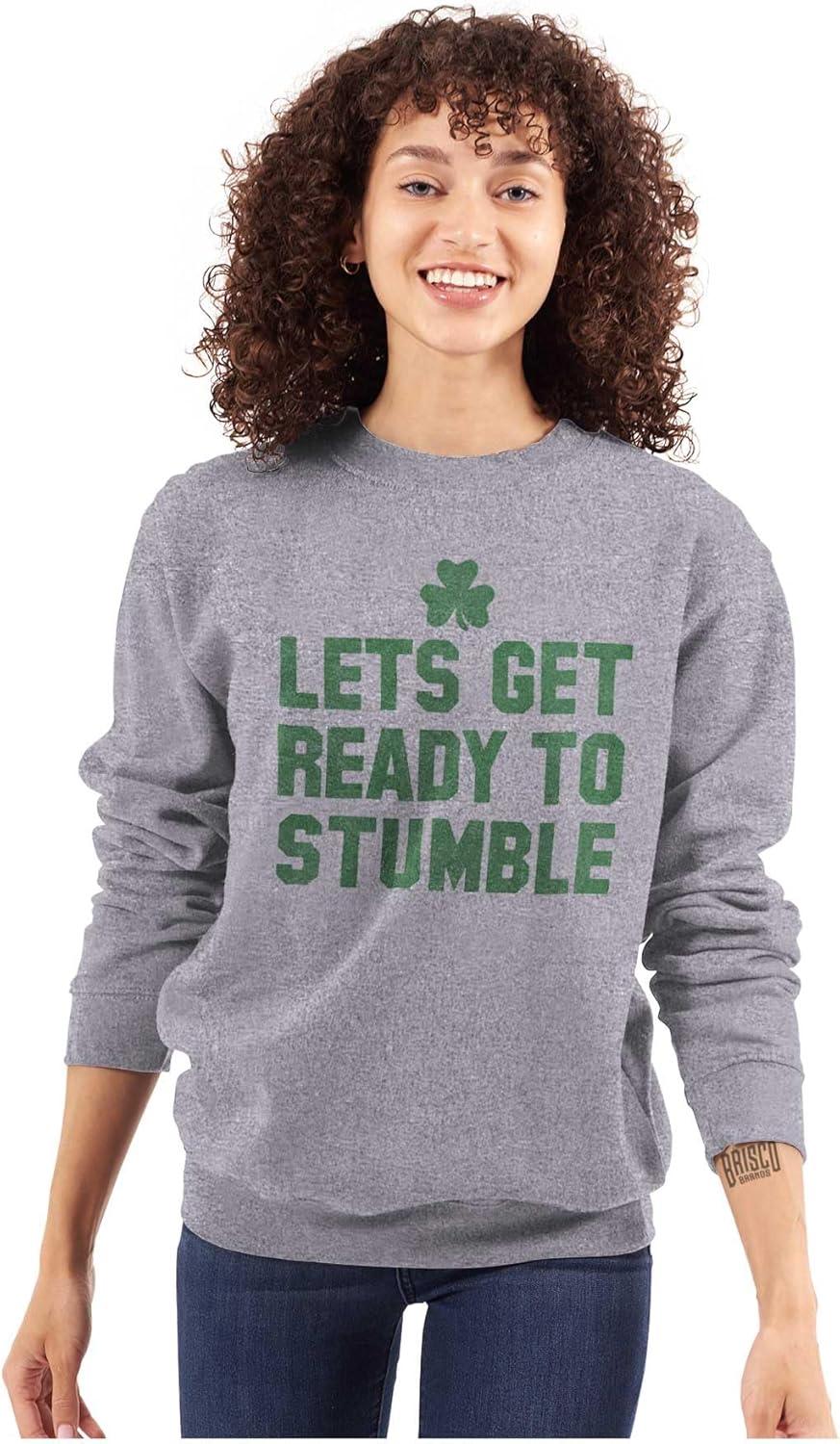 imageBrisco Brands Lets Get Ready To Stumble St Paddy Sweatshirt for Men or WomenSport Grey