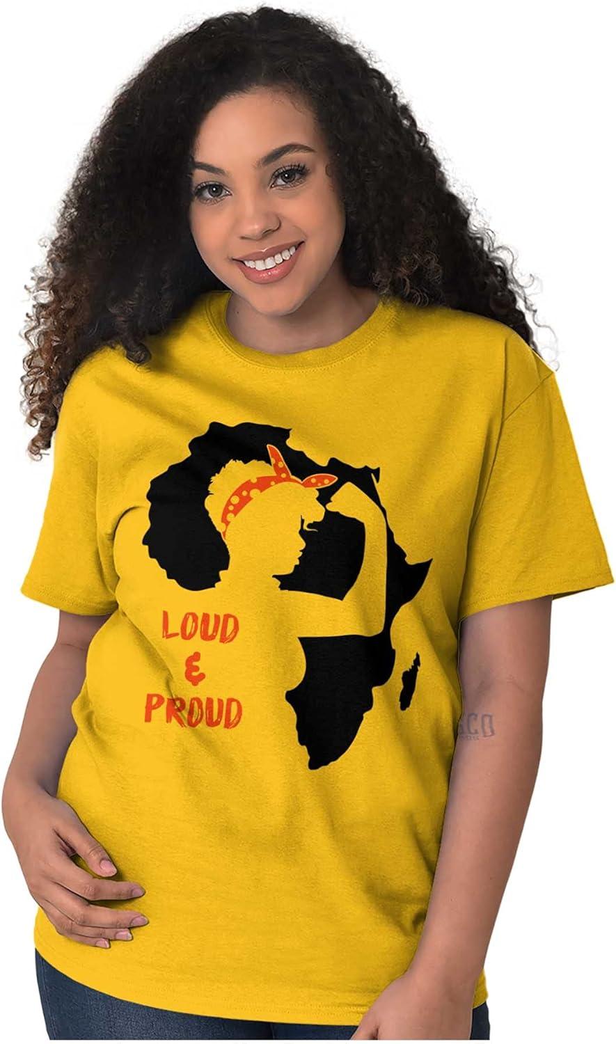 imageBrisco Brands Loud and Proud Black Girl Cute Africa Womens Graphic T Shirt TeesGold