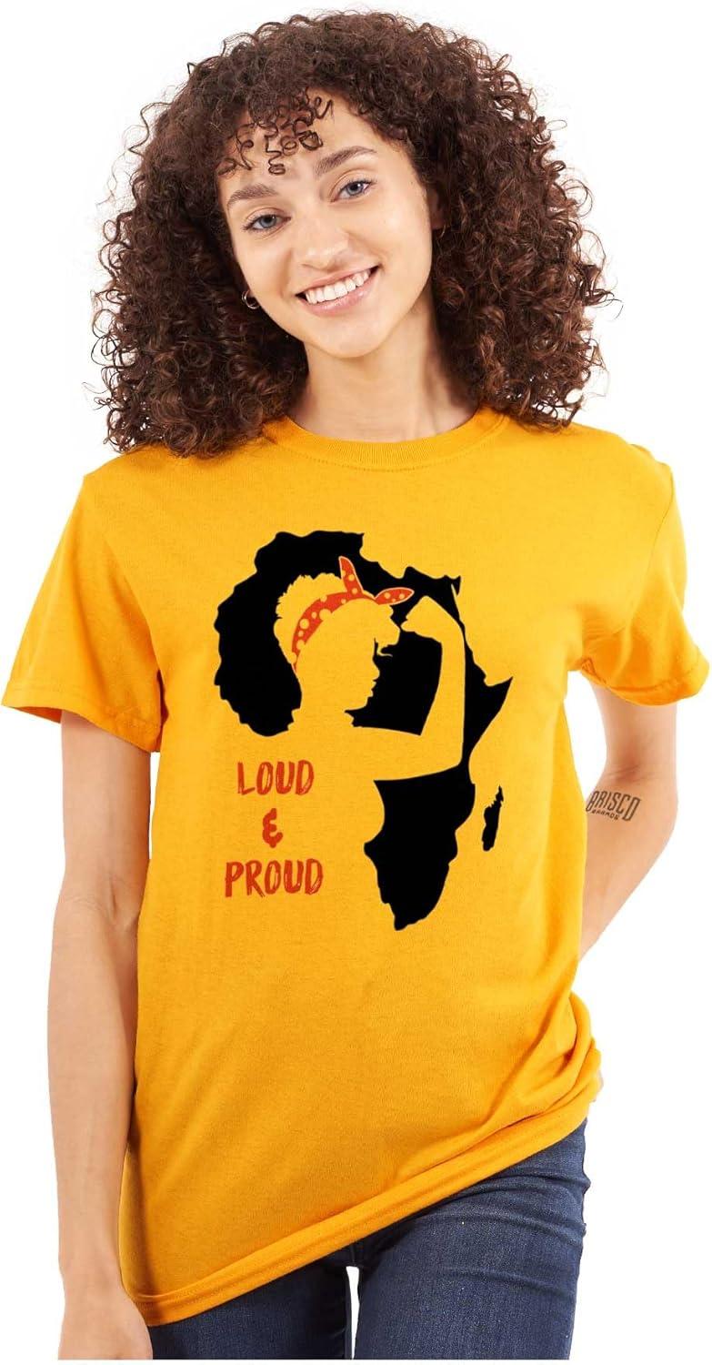 imageBrisco Brands Loud and Proud Black Girl Cute Africa Womens Graphic T Shirt TeesGold