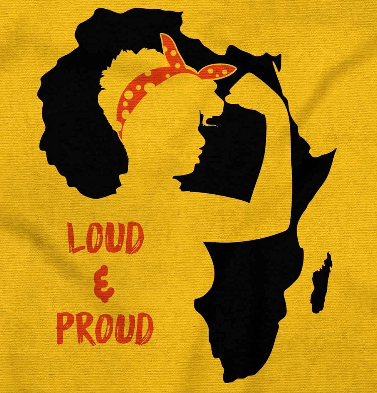 imageBrisco Brands Loud and Proud Black Girl Cute Africa Womens Graphic T Shirt TeesGold