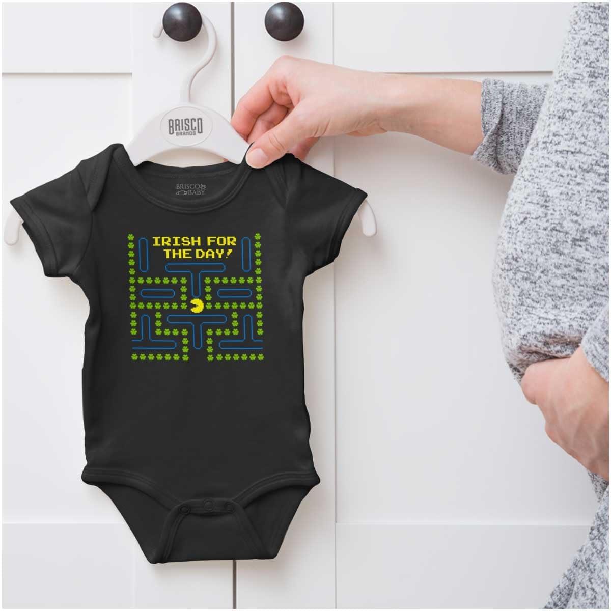 imageBrisco Brands PACMAN St Paddys Irish For The Day Baby Romper Boys or GirlsBlack