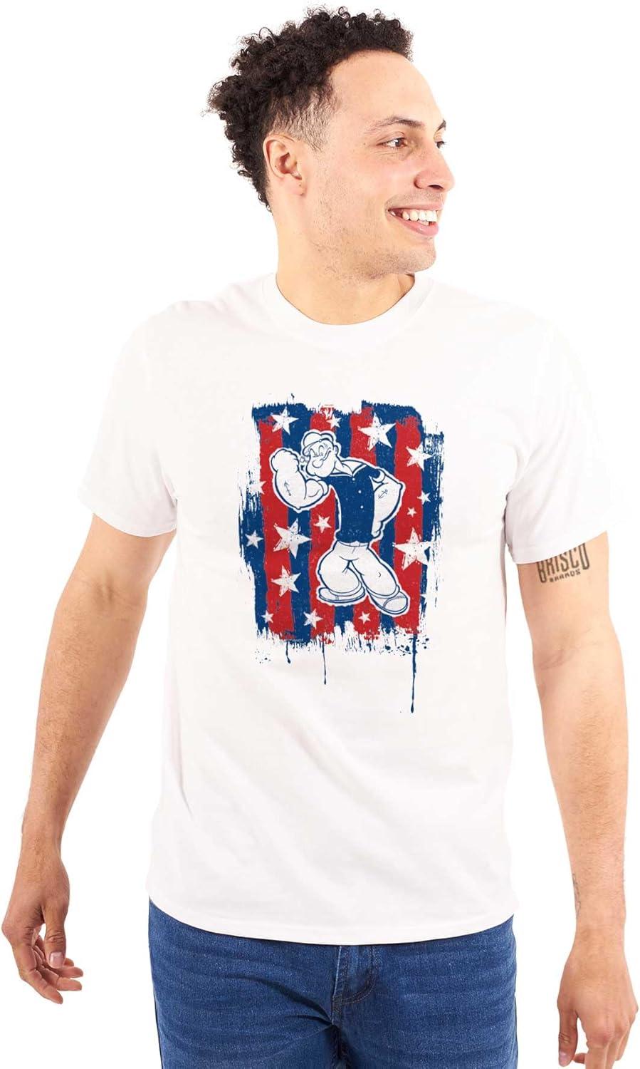 imageBrisco Brands Patriotic Popeye The Sailor Man Graphic T Shirt Men or WomenWhite