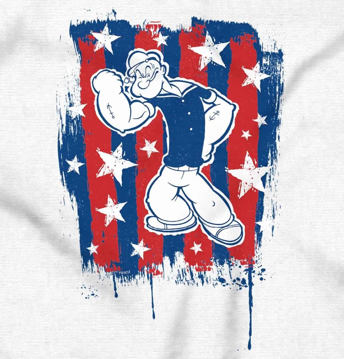imageBrisco Brands Patriotic Popeye The Sailor Man Graphic T Shirt Men or WomenWhite