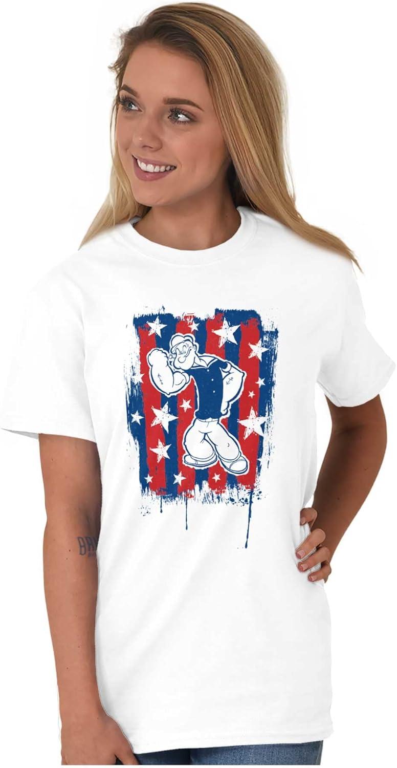 imageBrisco Brands Patriotic Popeye The Sailor Man Graphic T Shirt Men or WomenWhite