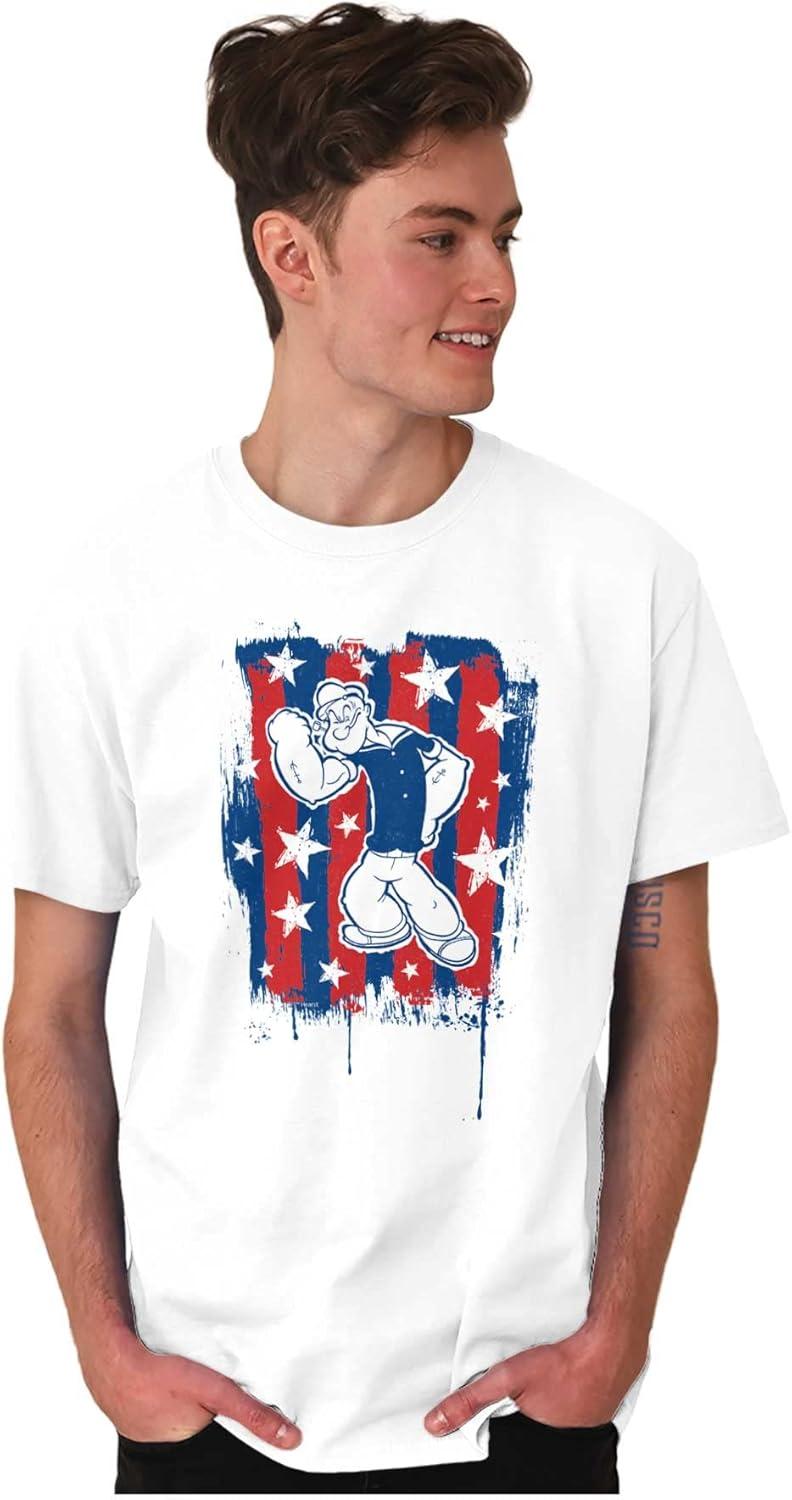 imageBrisco Brands Patriotic Popeye The Sailor Man Graphic T Shirt Men or WomenWhite