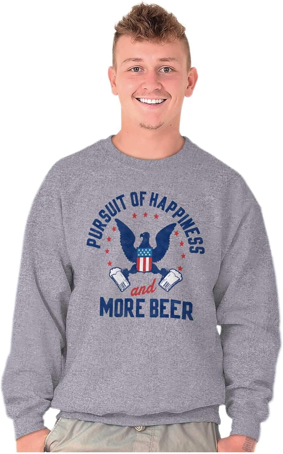 imageBrisco Brands Pursuit of Beer Funny USA Drinking Sweatshirt for Men or WomenSport Grey