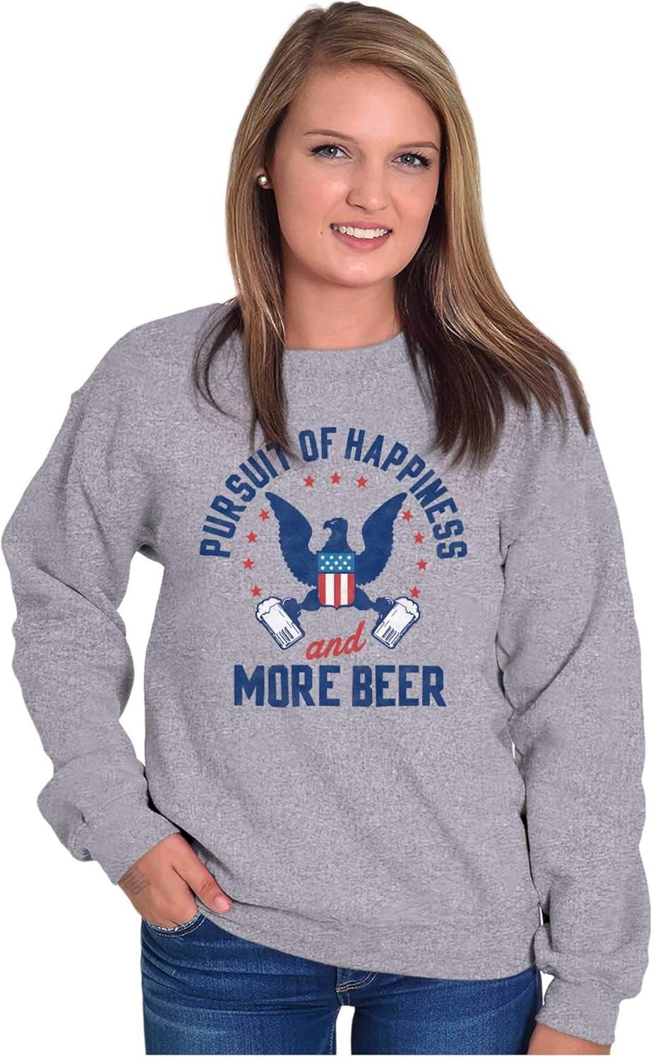 imageBrisco Brands Pursuit of Beer Funny USA Drinking Sweatshirt for Men or WomenSport Grey