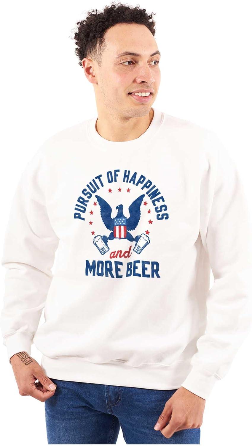 imageBrisco Brands Pursuit of Beer Funny USA Drinking Sweatshirt for Men or WomenWhite