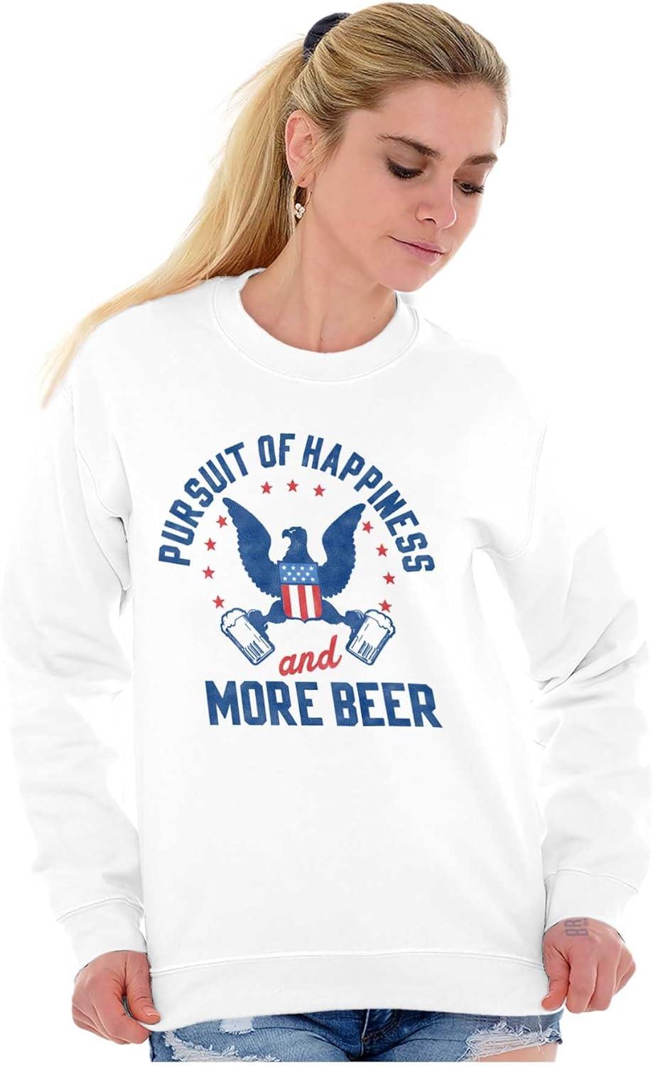 imageBrisco Brands Pursuit of Beer Funny USA Drinking Sweatshirt for Men or WomenWhite