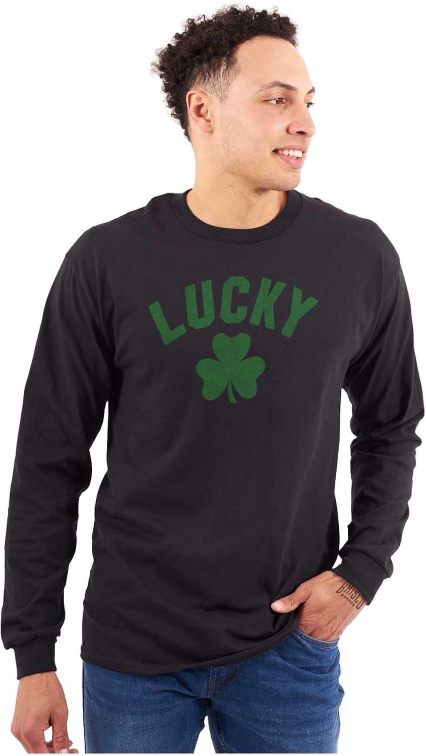 imageBrisco Brands Saint Patricks Day Lucky Shamrocks Long Sleeve Tshirt Men WomenBlack