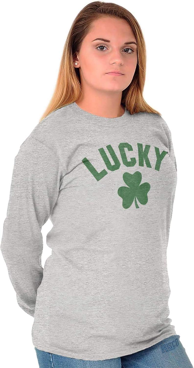 imageBrisco Brands Saint Patricks Day Lucky Shamrocks Long Sleeve Tshirt Men WomenSport Grey