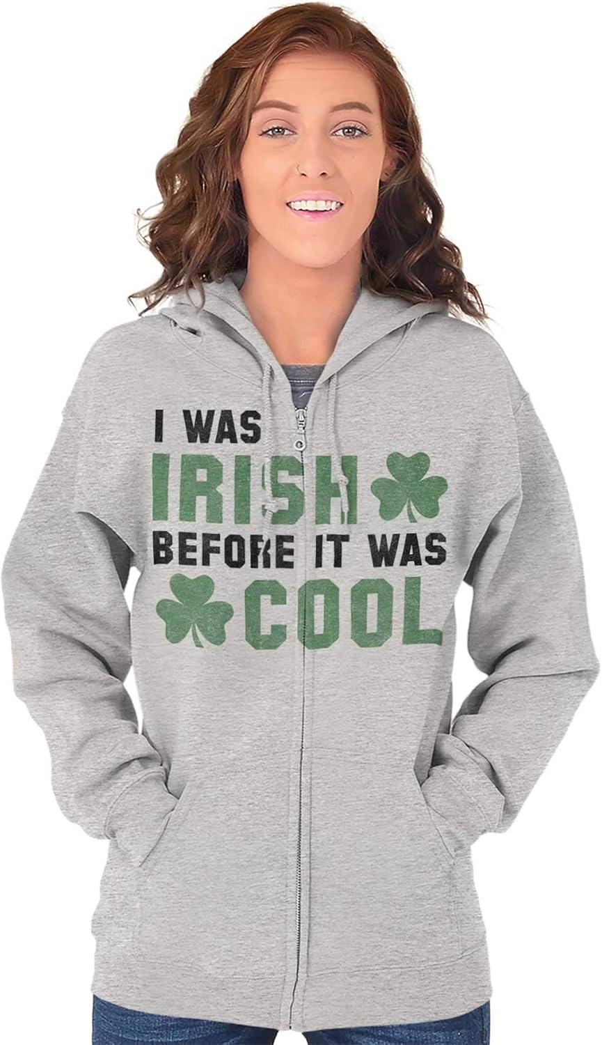 imageBrisco Brands St Paddy Irish Before It Was Cool Zip Up Hoodie Mens WomensSport Grey