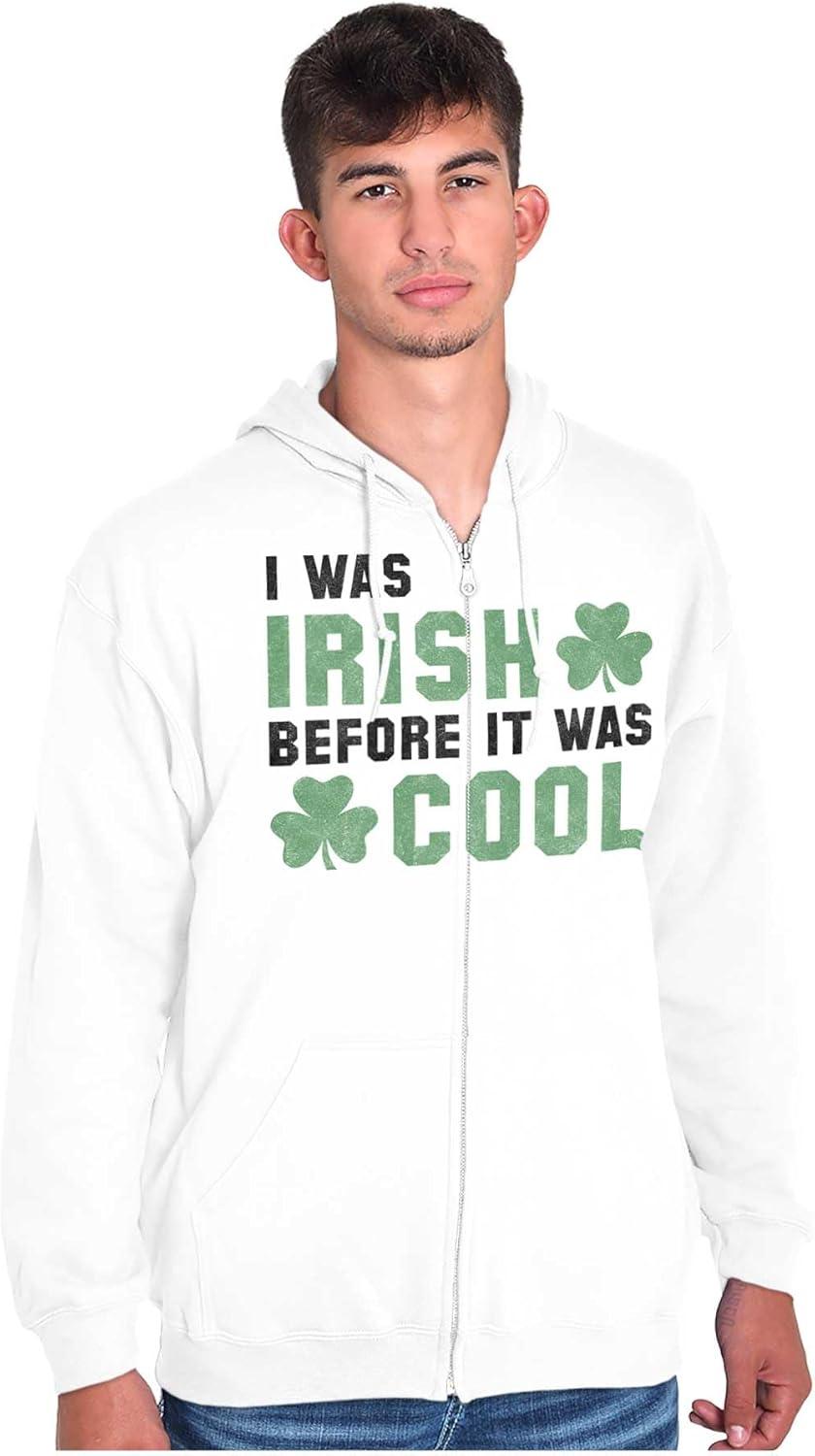 imageBrisco Brands St Paddy Irish Before It Was Cool Zip Up Hoodie Mens WomensWhite
