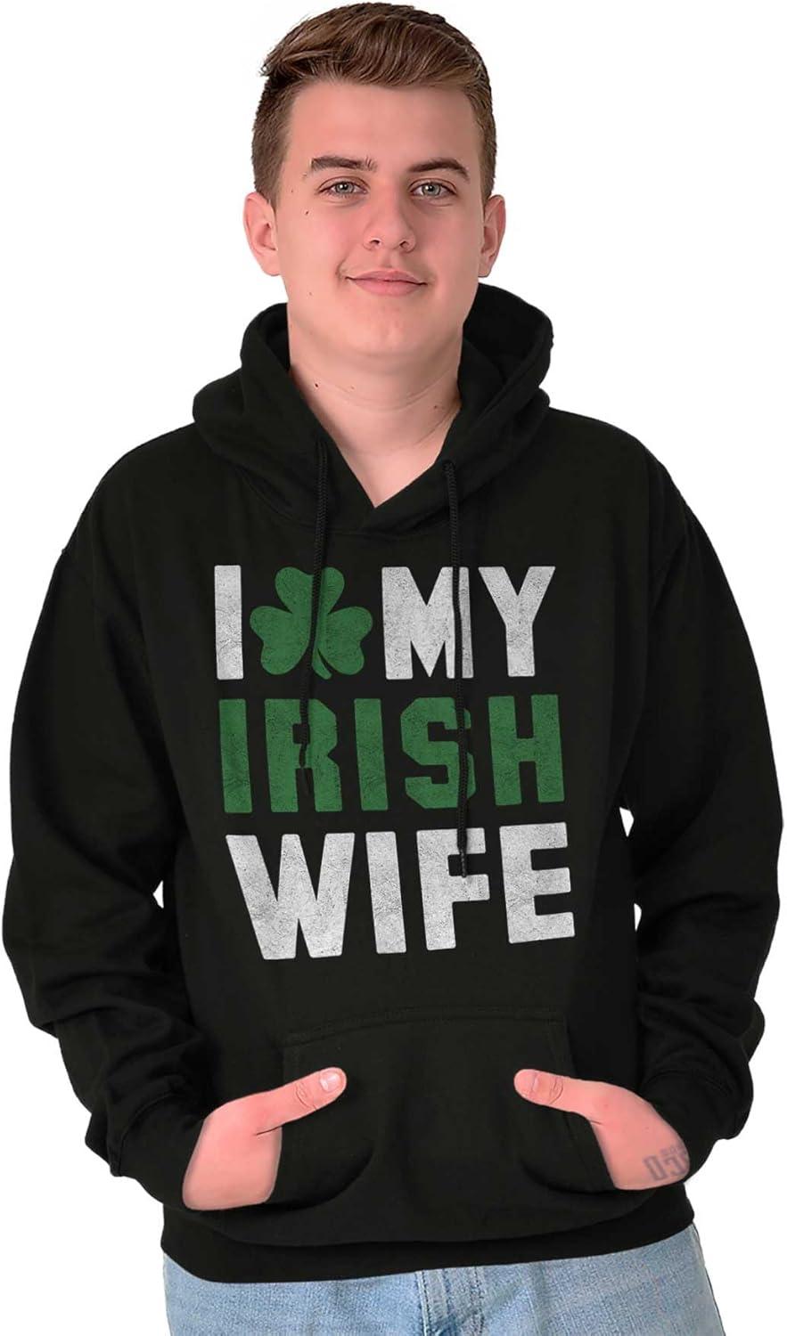 imageBrisco Brands St Patricks Day I Love My Irish Wife Hoodie Hooded Sweatshirt MenBlack