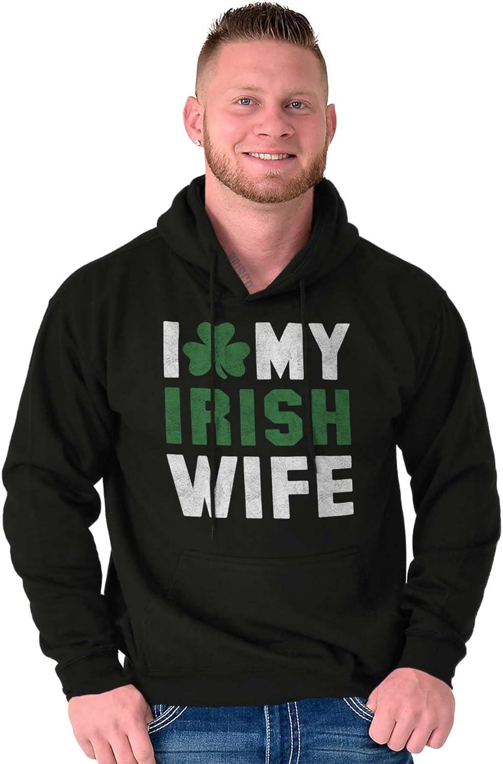imageBrisco Brands St Patricks Day I Love My Irish Wife Hoodie Hooded Sweatshirt MenBlack