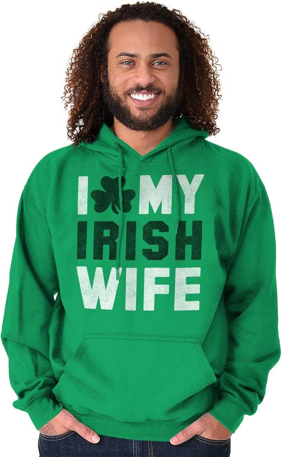 imageBrisco Brands St Patricks Day I Love My Irish Wife Hoodie Hooded Sweatshirt MenIrish Green