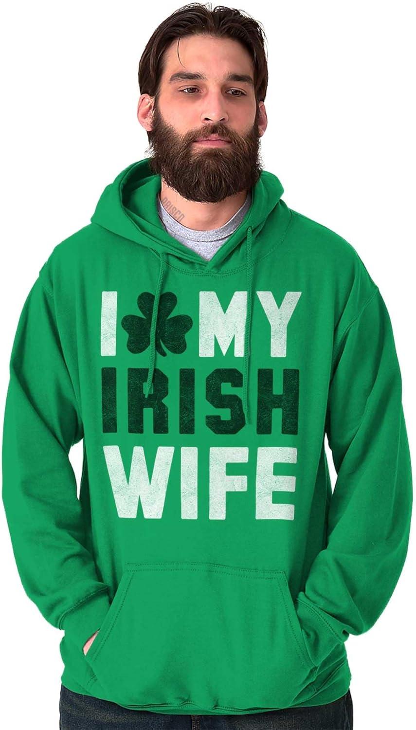 imageBrisco Brands St Patricks Day I Love My Irish Wife Hoodie Hooded Sweatshirt MenIrish Green
