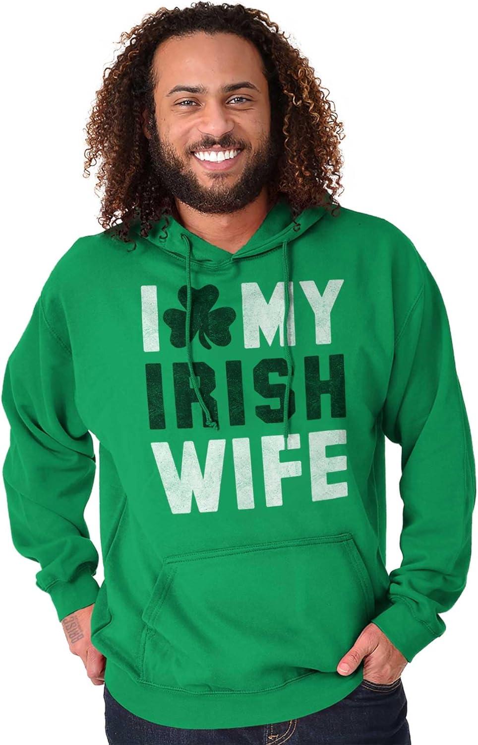 imageBrisco Brands St Patricks Day I Love My Irish Wife Hoodie Hooded Sweatshirt MenIrish Green
