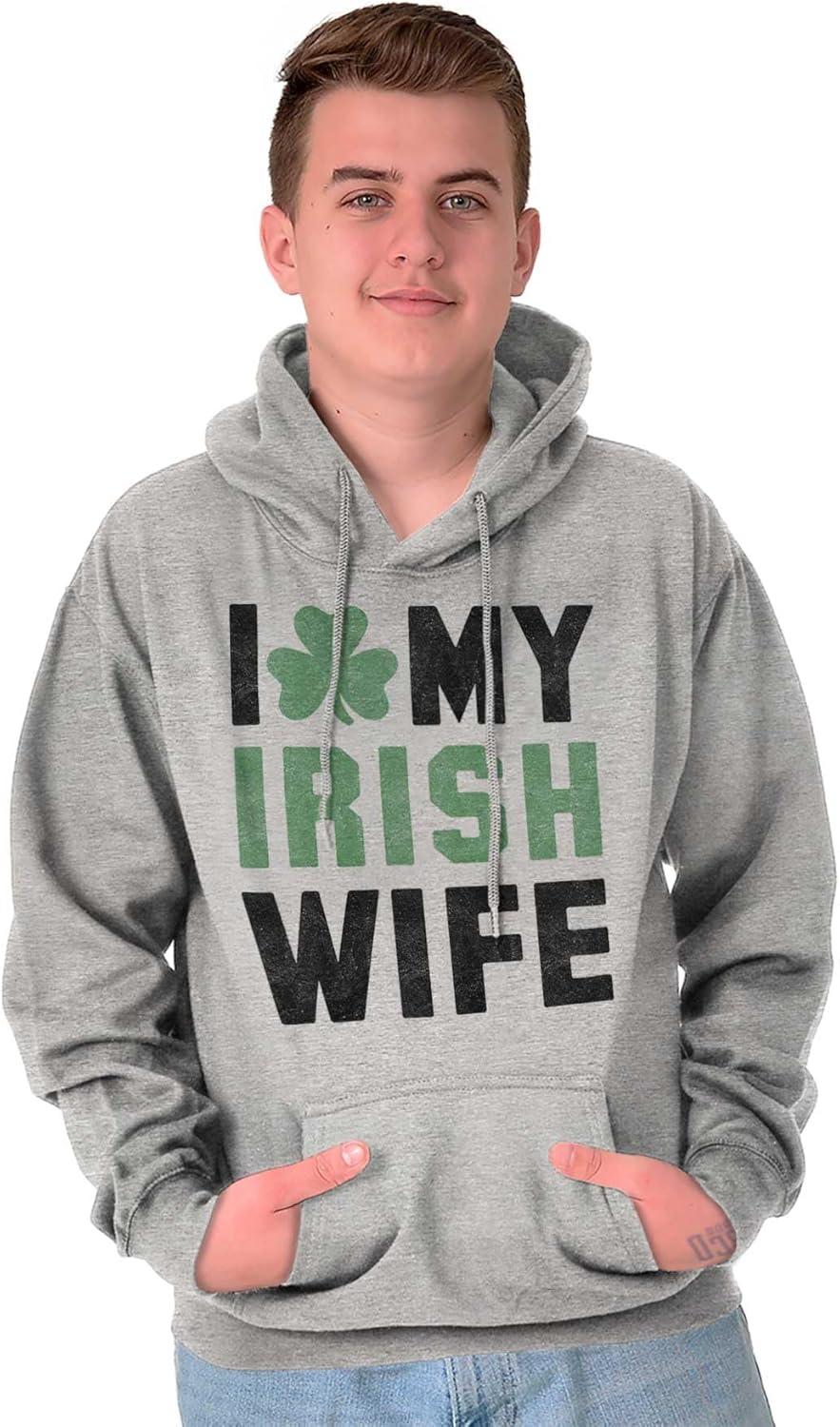 imageBrisco Brands St Patricks Day I Love My Irish Wife Hoodie Hooded Sweatshirt MenSport Grey