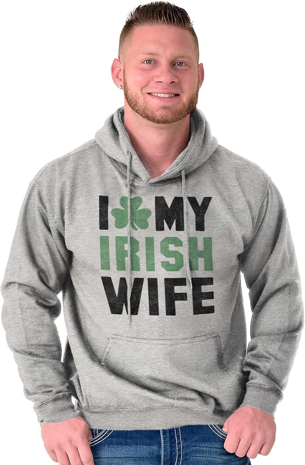 imageBrisco Brands St Patricks Day I Love My Irish Wife Hoodie Hooded Sweatshirt MenSport Grey