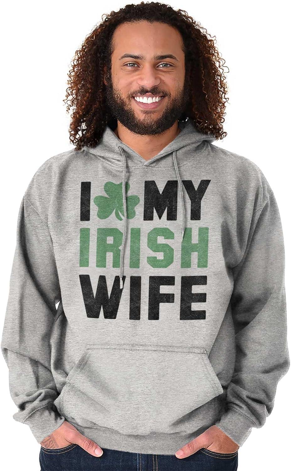 imageBrisco Brands St Patricks Day I Love My Irish Wife Hoodie Hooded Sweatshirt MenSport Grey