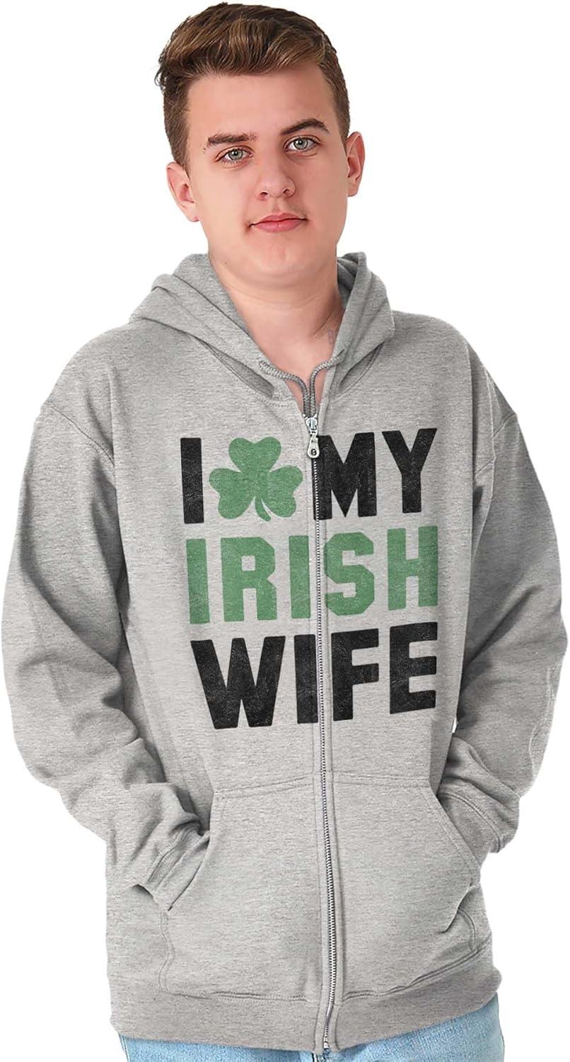 imageBrisco Brands St Patricks Day I Love My Irish Wife Zip Hoodie Sweatshirt MenSport Grey