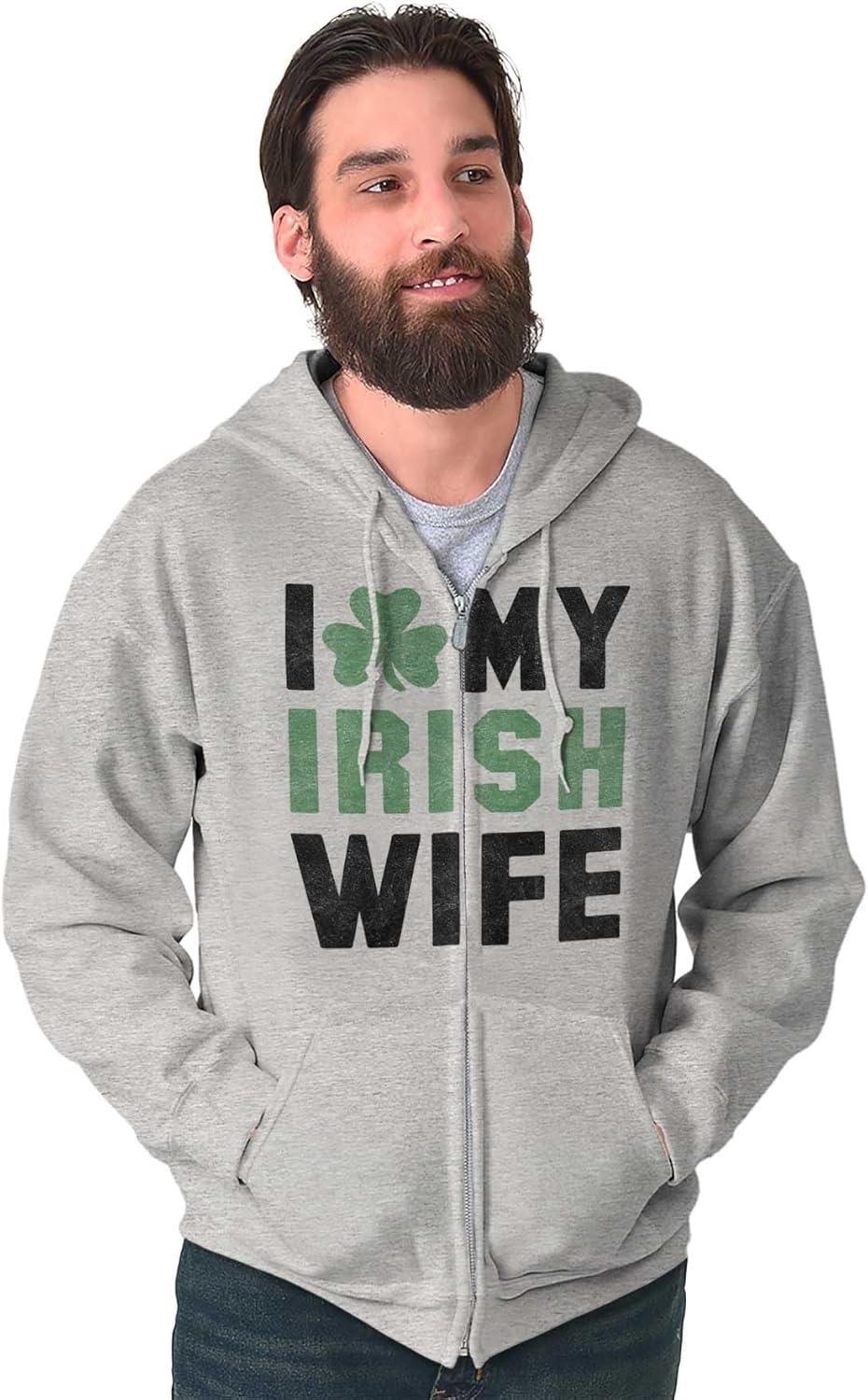 imageBrisco Brands St Patricks Day I Love My Irish Wife Zip Hoodie Sweatshirt MenSport Grey