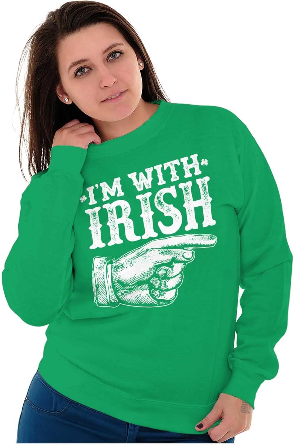 imageBrisco Brands St Patricks Day Im With Irish Sweatshirt for Men or WomenIrish Green