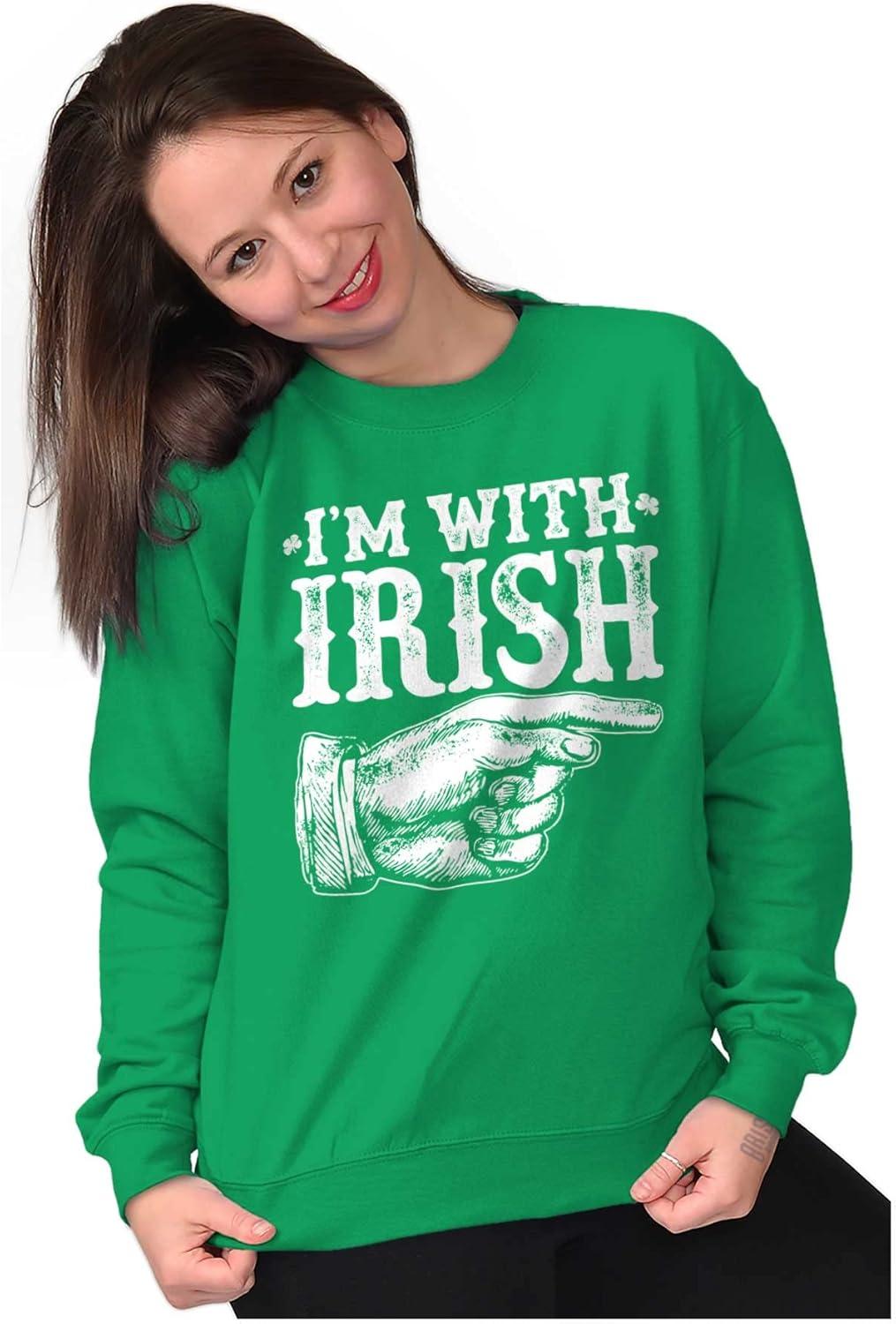 imageBrisco Brands St Patricks Day Im With Irish Sweatshirt for Men or WomenIrish Green