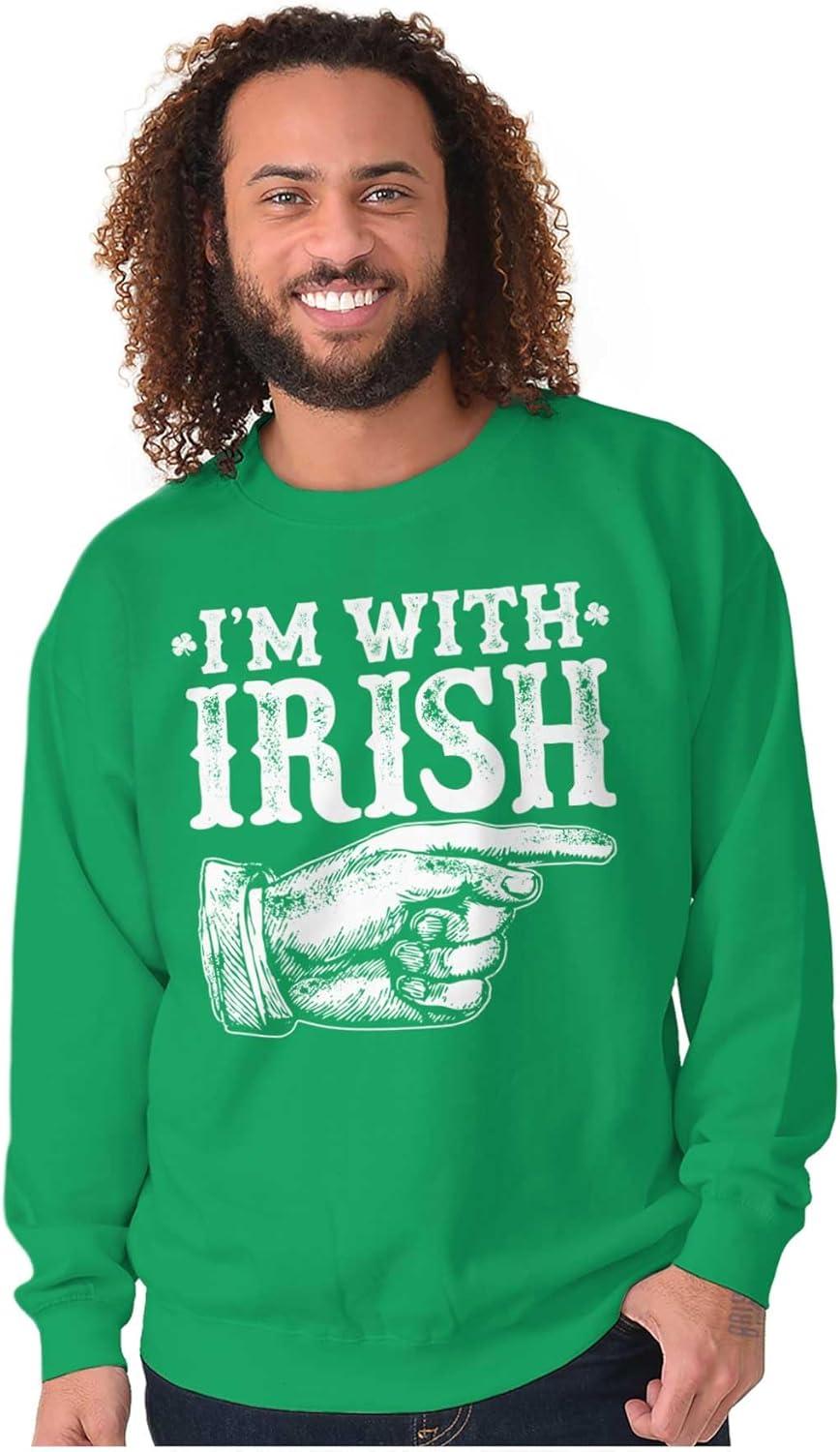 imageBrisco Brands St Patricks Day Im With Irish Sweatshirt for Men or WomenIrish Green