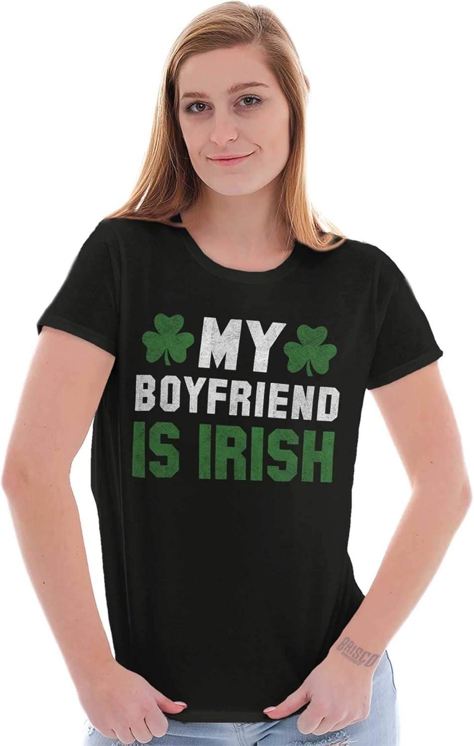 imageBrisco Brands St Patricks Day Irish Boyfriend Womens Slim Fit Graphic TeeBlack