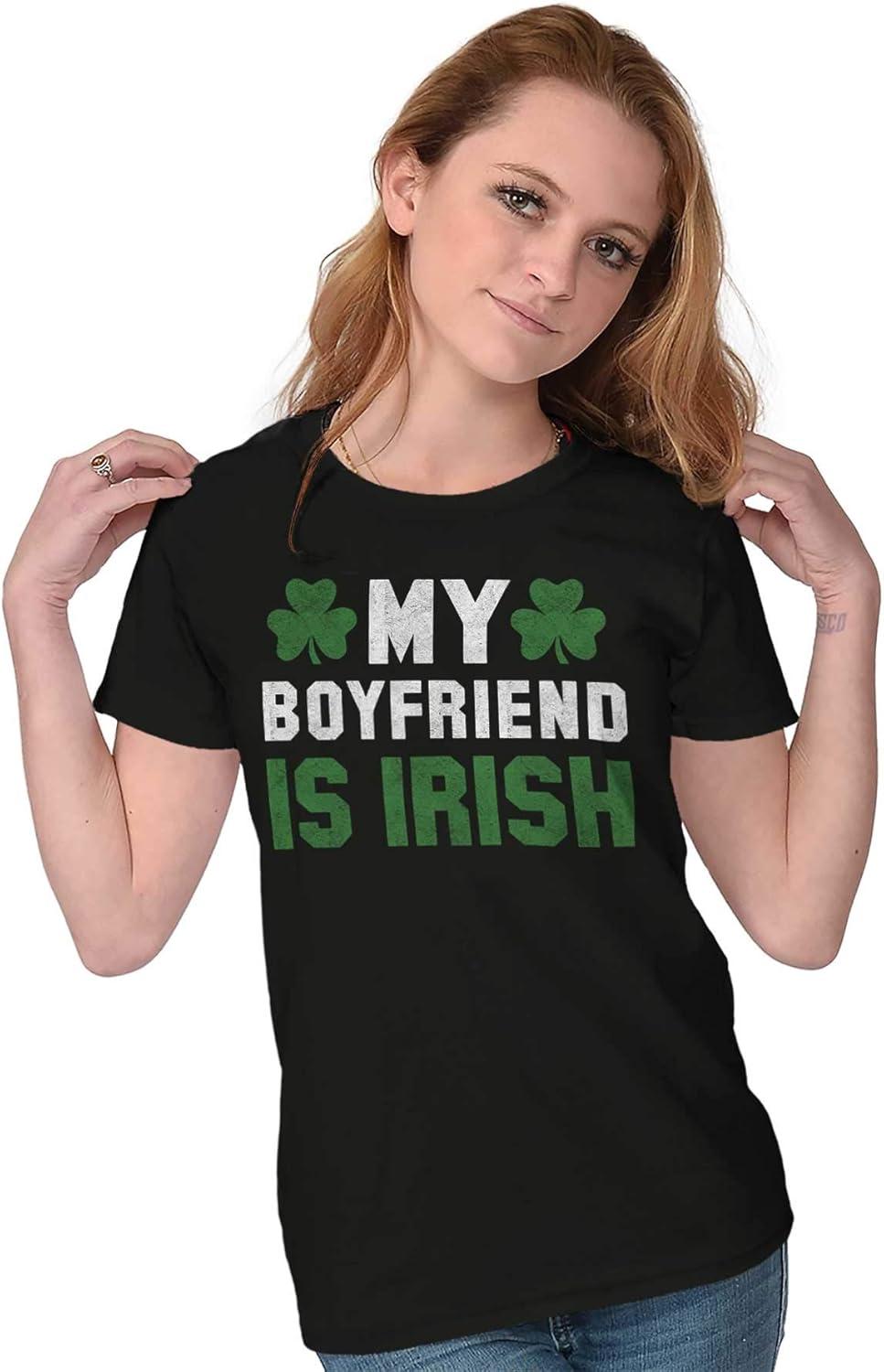 imageBrisco Brands St Patricks Day Irish Boyfriend Womens Slim Fit Graphic TeeBlack