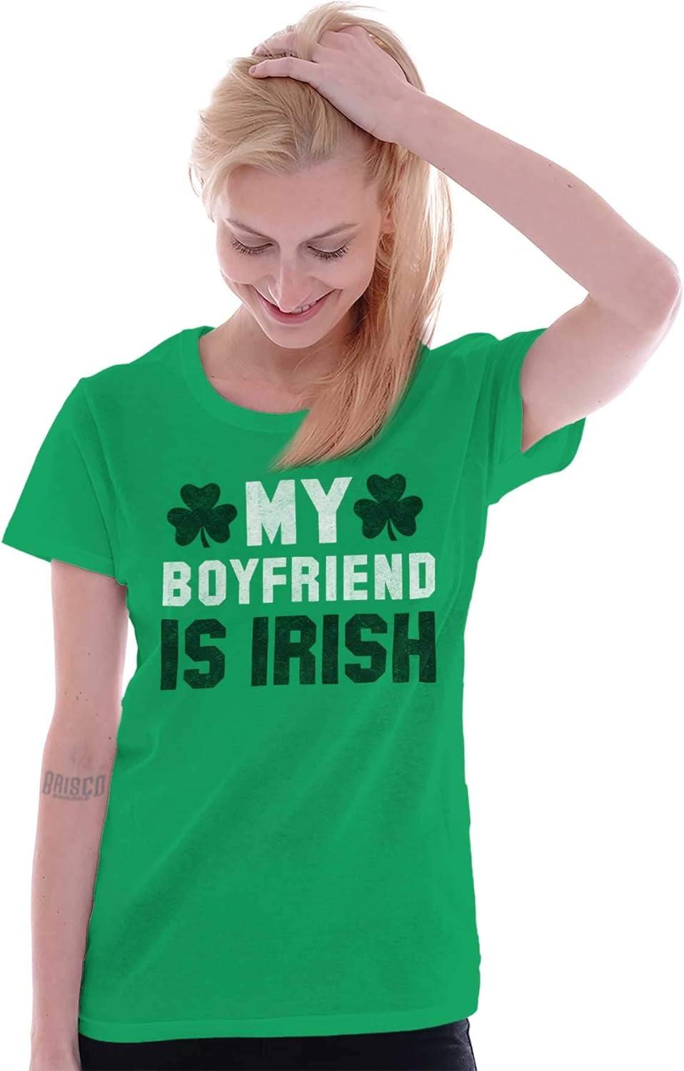 imageBrisco Brands St Patricks Day Irish Boyfriend Womens Slim Fit Graphic TeeIrish Green