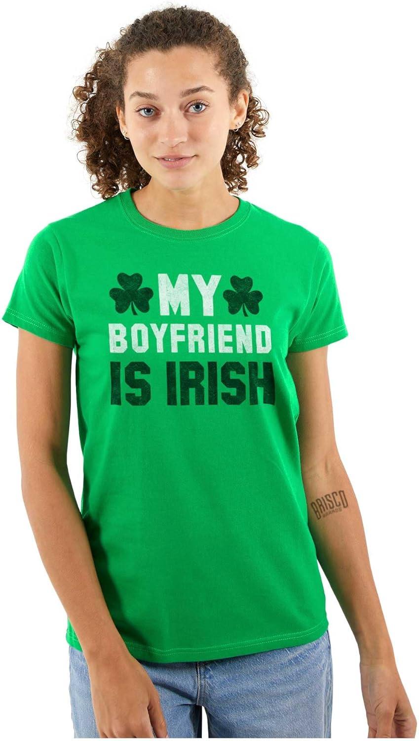 imageBrisco Brands St Patricks Day Irish Boyfriend Womens Slim Fit Graphic TeeIrish Green
