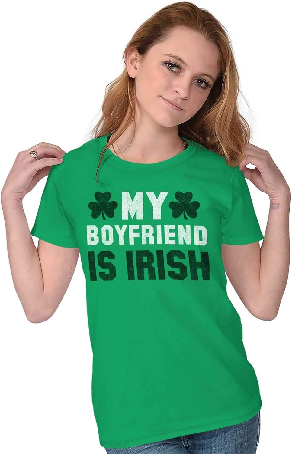 imageBrisco Brands St Patricks Day Irish Boyfriend Womens Slim Fit Graphic TeeIrish Green