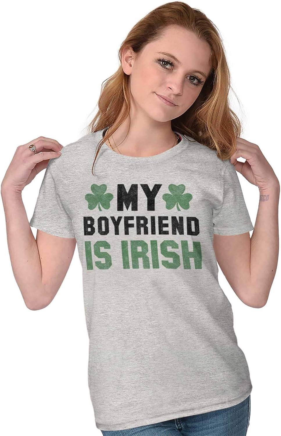 imageBrisco Brands St Patricks Day Irish Boyfriend Womens Slim Fit Graphic TeeSport Grey
