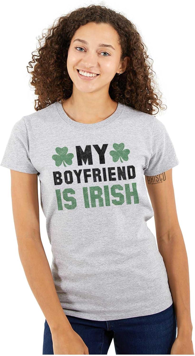 imageBrisco Brands St Patricks Day Irish Boyfriend Womens Slim Fit Graphic TeeSport Grey