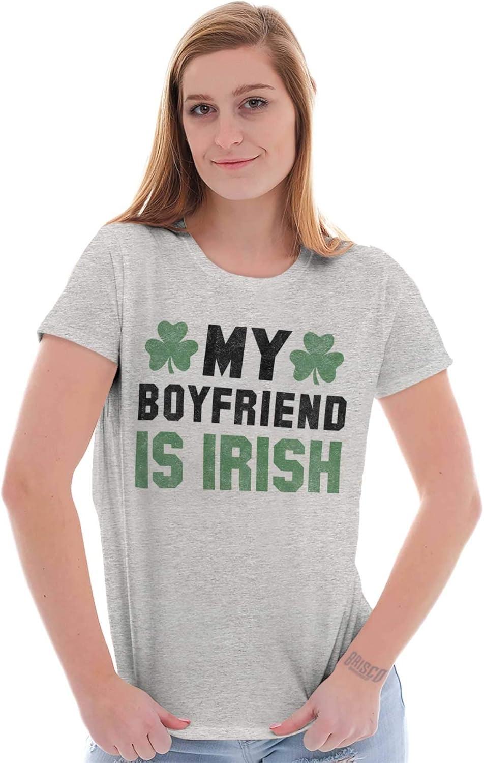 imageBrisco Brands St Patricks Day Irish Boyfriend Womens Slim Fit Graphic TeeSport Grey