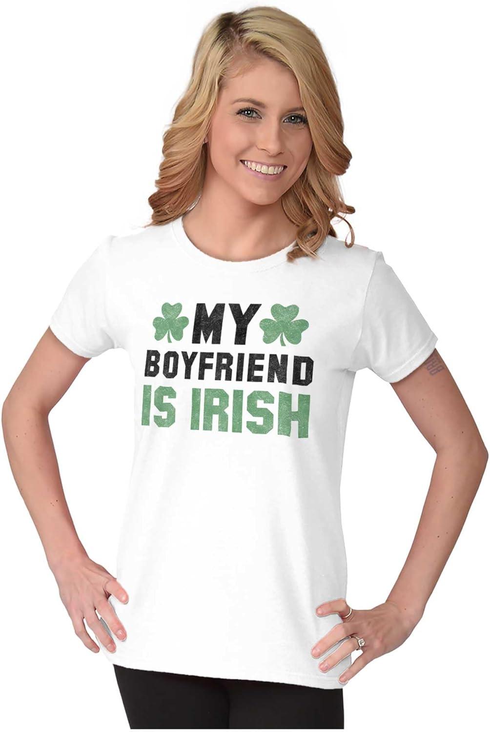 imageBrisco Brands St Patricks Day Irish Boyfriend Womens Slim Fit Graphic TeeWhite