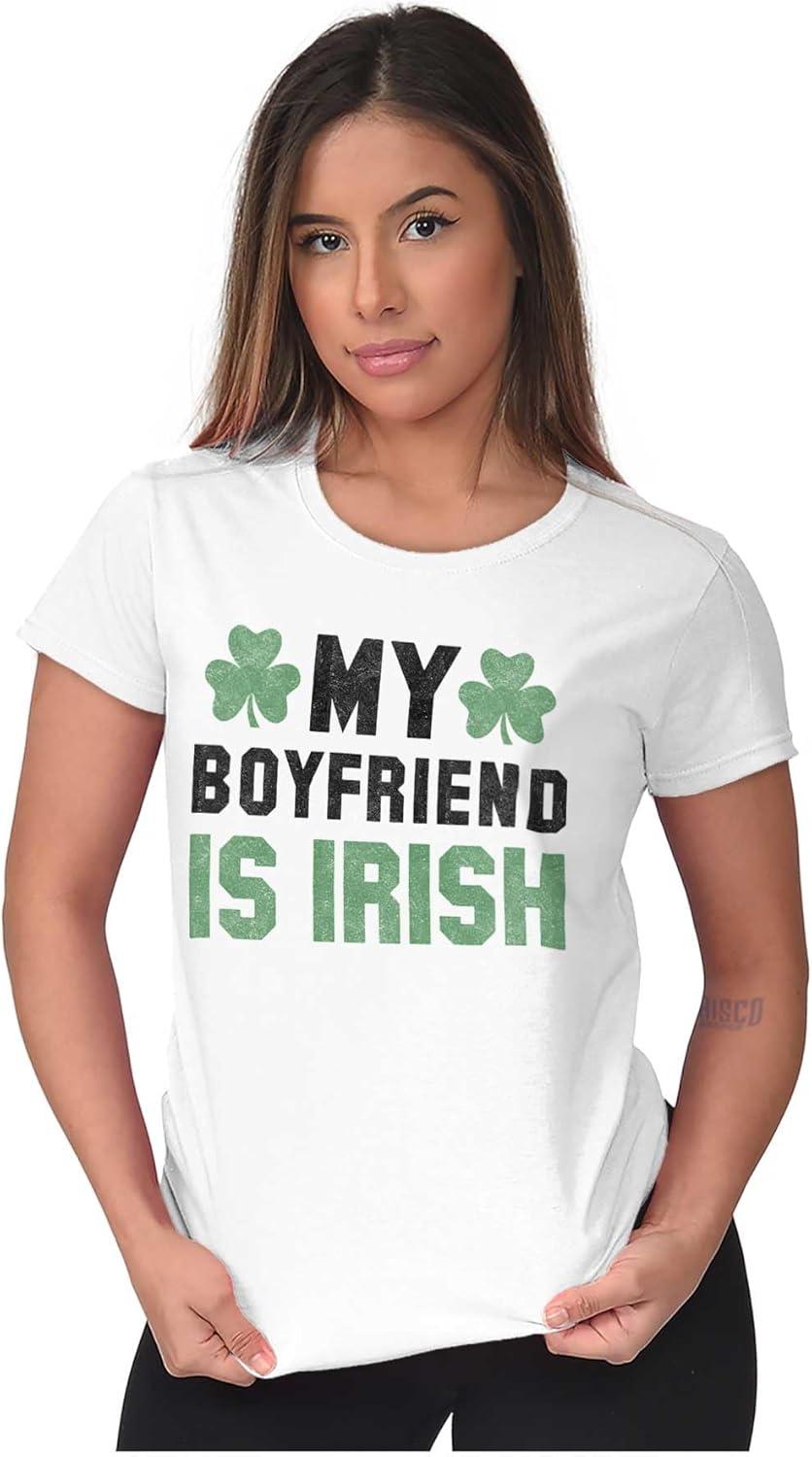 imageBrisco Brands St Patricks Day Irish Boyfriend Womens Slim Fit Graphic TeeWhite
