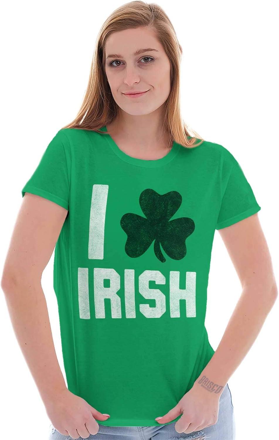 imageBrisco Brands St Patricks Day Irish Pride Shamrock Womens Slim Fit Graphic TeeIrish Green