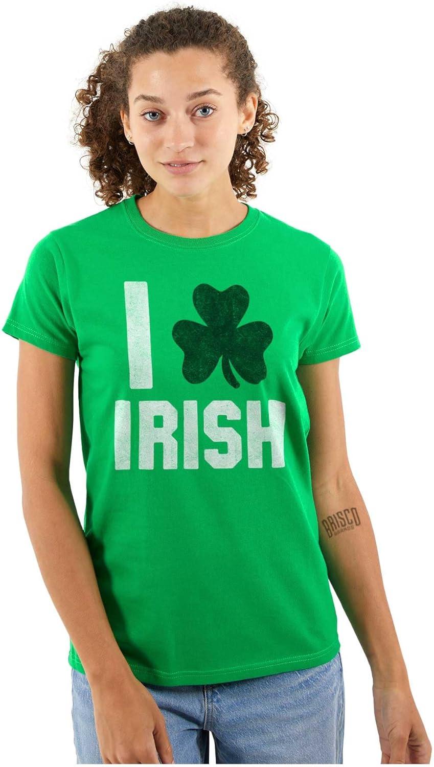 imageBrisco Brands St Patricks Day Irish Pride Shamrock Womens Slim Fit Graphic TeeIrish Green