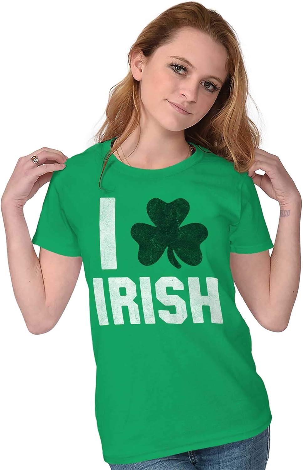 imageBrisco Brands St Patricks Day Irish Pride Shamrock Womens Slim Fit Graphic TeeIrish Green
